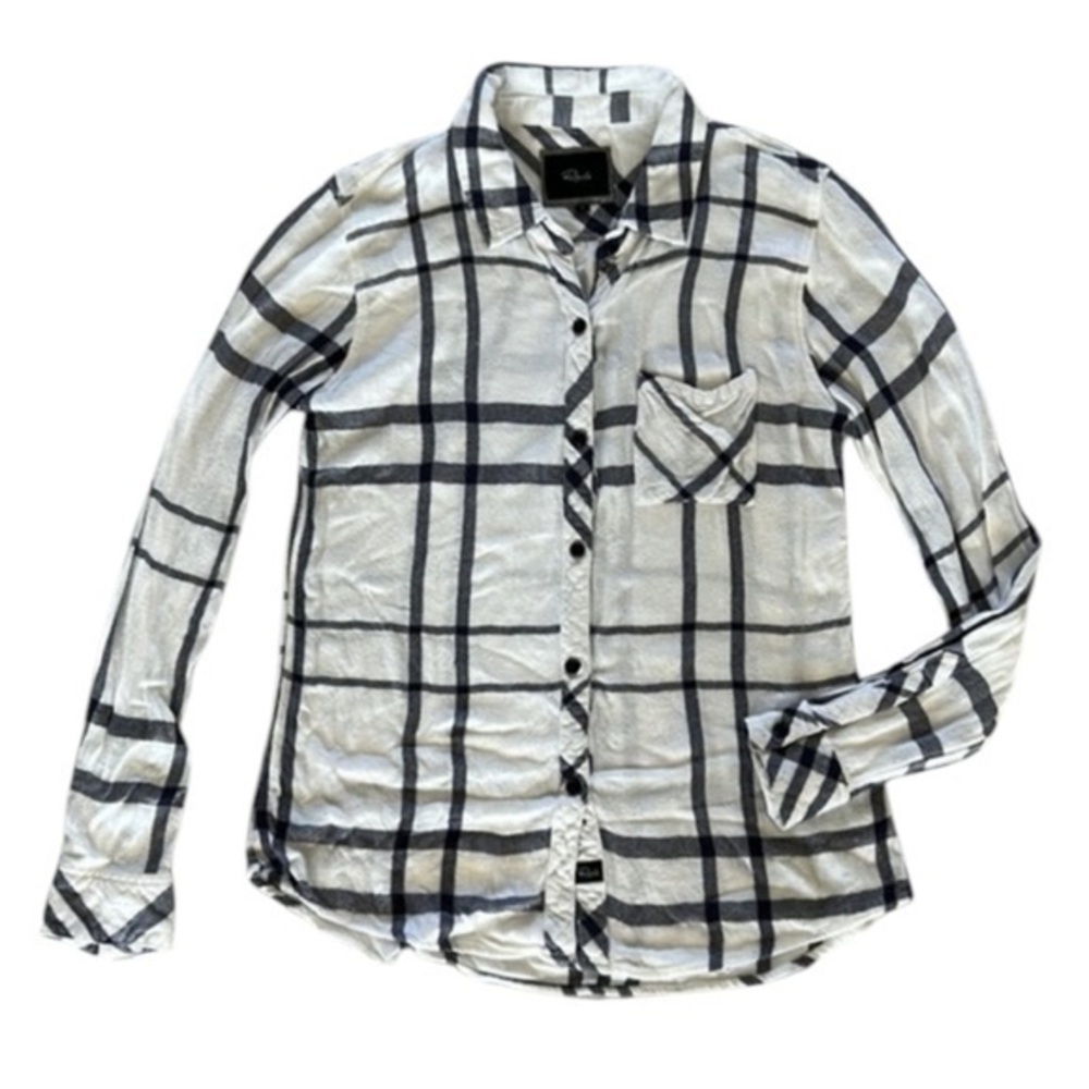 Rails size small white and black flannel shirt